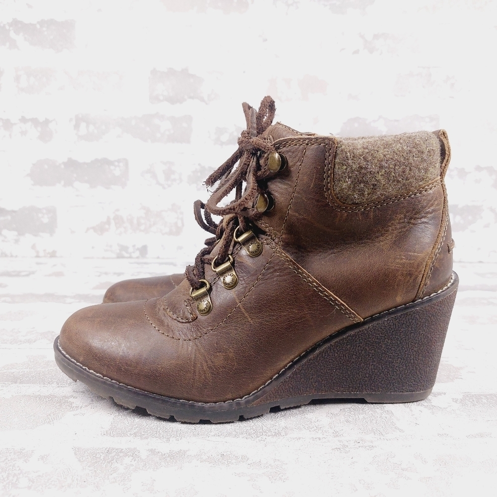 Sperry Top-Sider Celeste Bliss Brown Leather Wedge Heel Ankle Booties V458